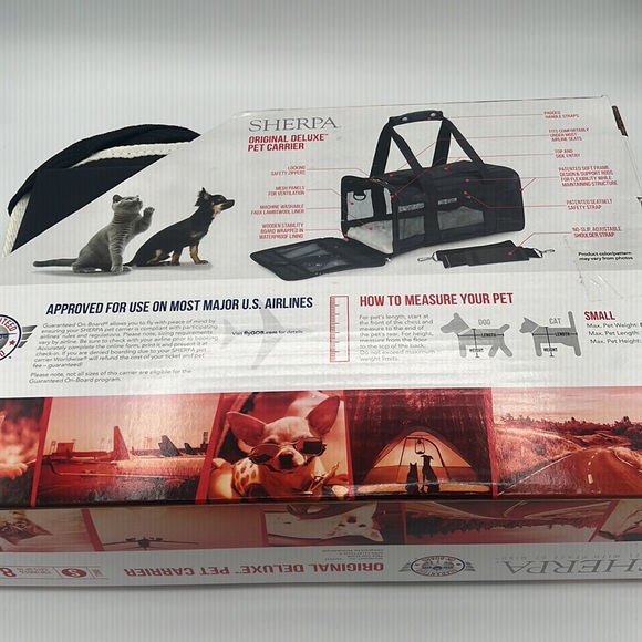 Sherpa Pet Carrier Black for dogs and cats Size S up to 8 lbs - Picture 4 of 4